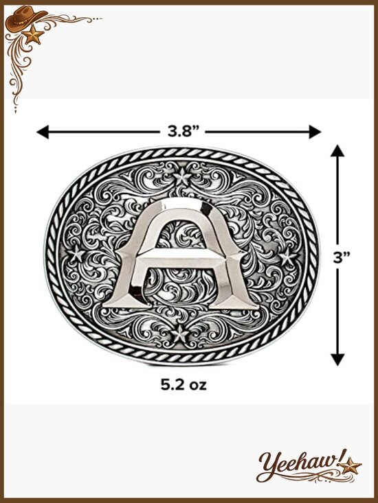 Vintage Western Belt Buckle - Initial Cowboy Cowgirl 3.75x3 fits 1.5 belt main image 4